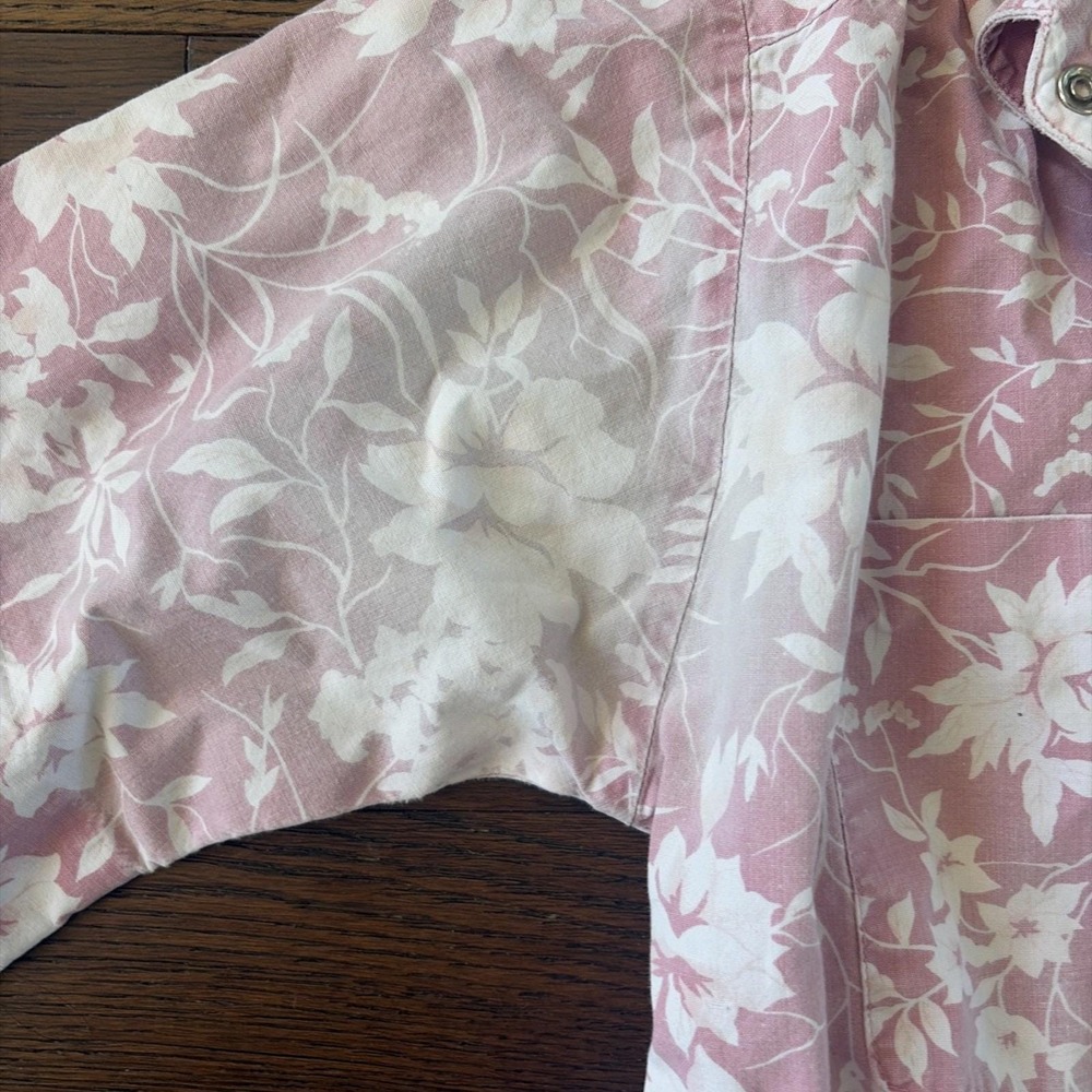 VTG Brownstone Studio Woman Dust Pink Flower Buttoned House Coat Robe Nightgown - Picture 3 of 6